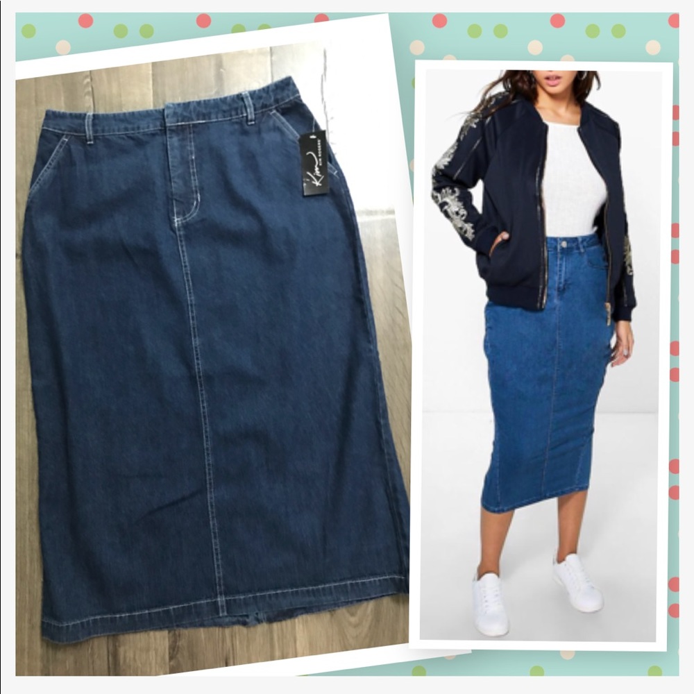 🆕 Kim Rogers Midi Denim Skirt
